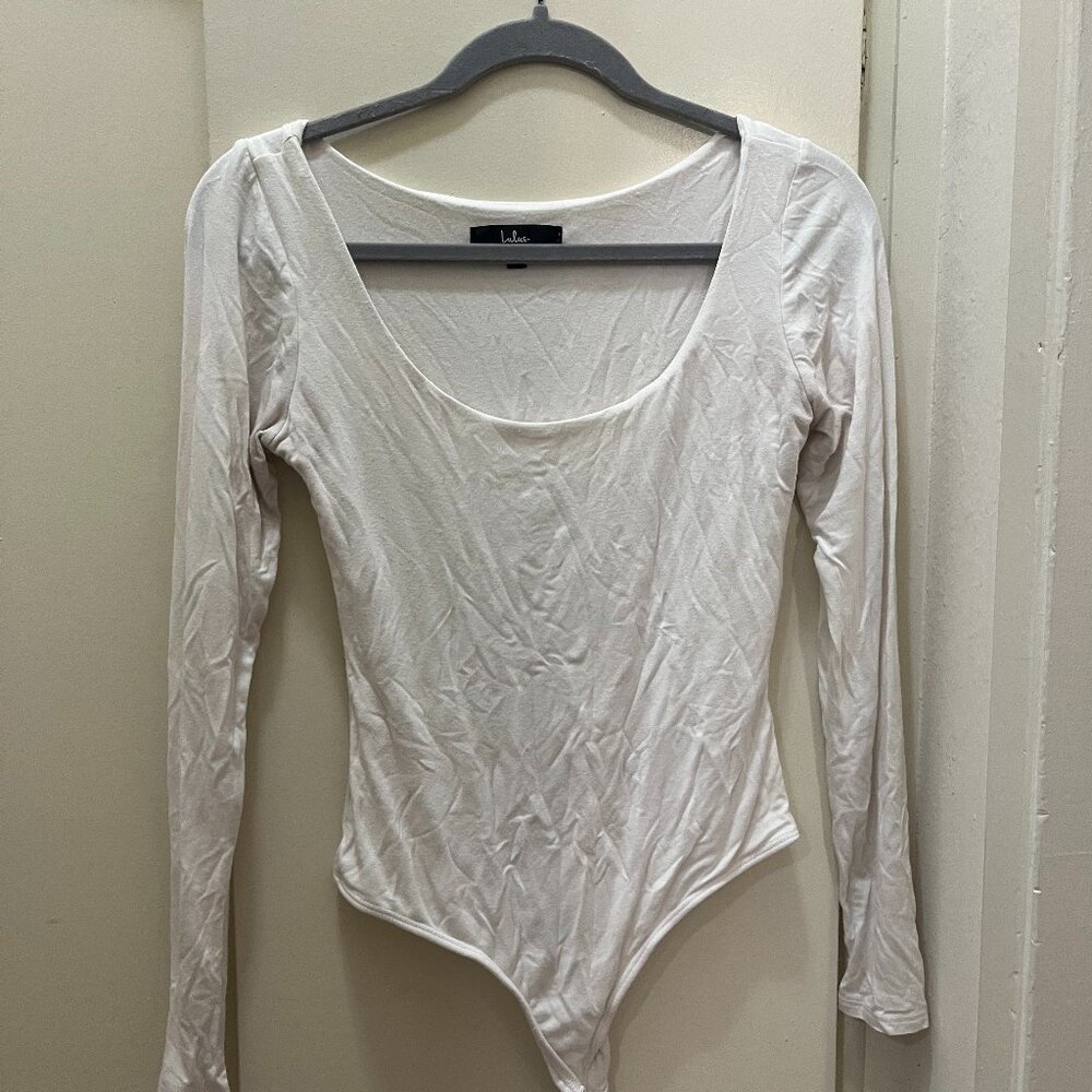 Lulu's White Long Sleeve Bodysuit